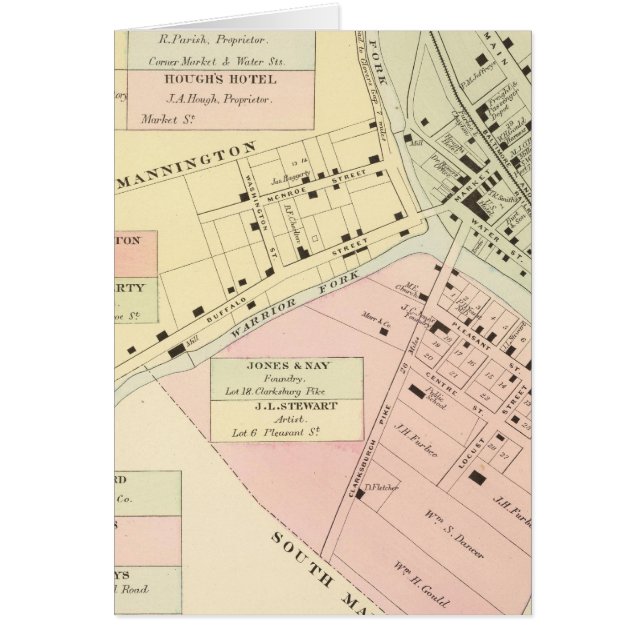 Karta i Mannington, Väster Virginia Hälsningskort (Framsidan)
