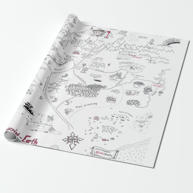 Karta i Manuscript Earth Wrapping Papper Presentpapper (Utrullad)