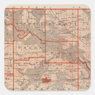 Karta i Marion County, Iowa Fyrkantigt Klistermärke