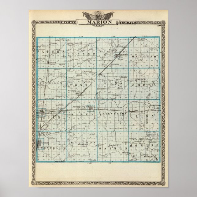 Karta i Marion County Poster (Framsidan)