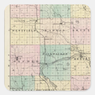 Karta i Marquette County & Westfield Fyrkantigt Klistermärke