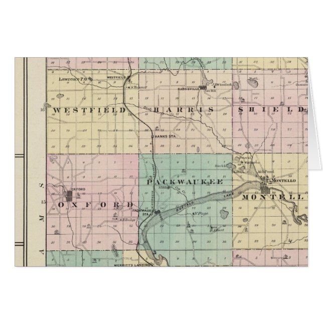 Karta i Marquette County & Westfield Hälsningskort (Framsidan Horizontal)