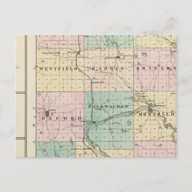 Karta i Marquette County & Westfield Vykort (Framsida)