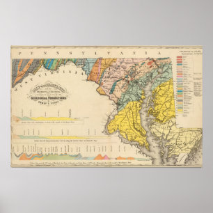 Karta i Maryland och Colombia Poster