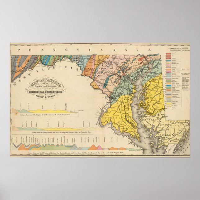 Karta i Maryland och Colombia Poster (Framsidan)