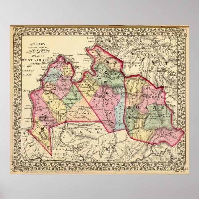 Karta i Mason, Jackson, Roane County Poster (Framsidan)