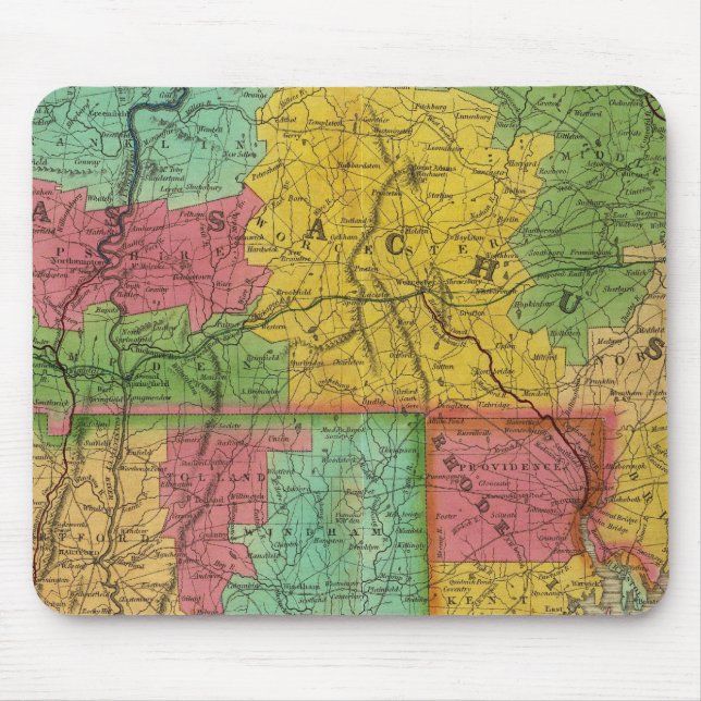 Karta i Massachusetts och Connecticut Musmatta (Framsidan)