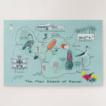Karta i Maui, Hawaii Jigszle Puzzle