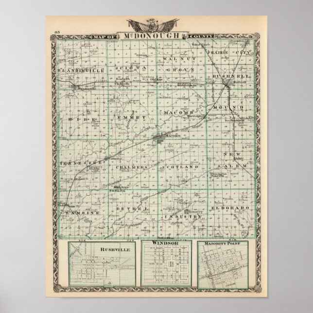 Karta i McDonough County, Rushville Poster (Framsidan)