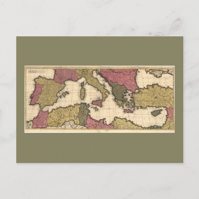 Karta i Medelhavet (1695) Vykort (Framsida)