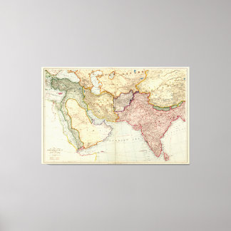 Karta i Mellan östern och södra Öster Asien (1912) Canvastryck