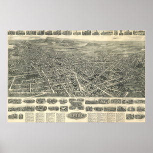 Karta i Meriden Connecticut från 1918 Poster