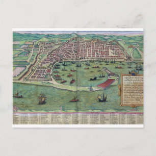 Karta i Messina, från "Civitates Orbis Terrarum" a Vykort