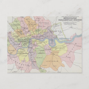 Karta i Metropolitan-parlamentet Boroughs Vykort