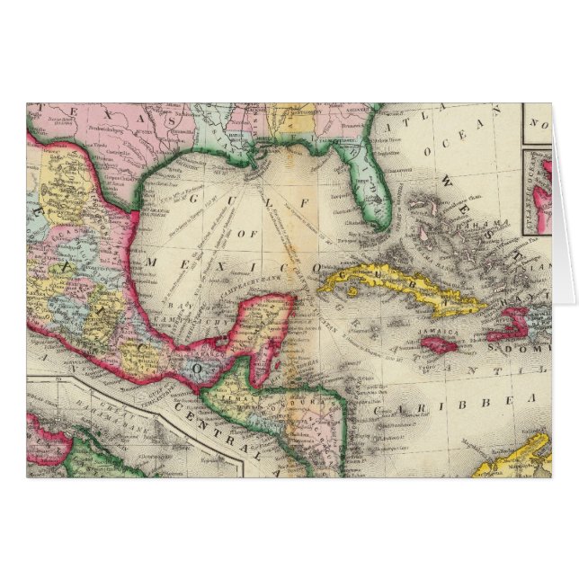Karta i Mexiko, Centralamerika Hälsningskort (Framsidan Horizontal)