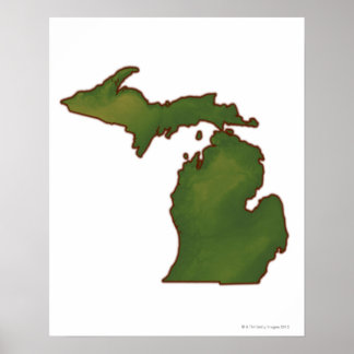 Karta i Michigan 4 Poster