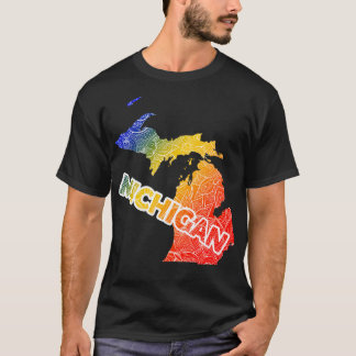 Karta i Michigan, färgad mandala art med text i T Shirt