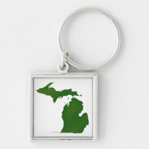 Karta i Michigan Fyrkantig Silverfärgad Nyckelring