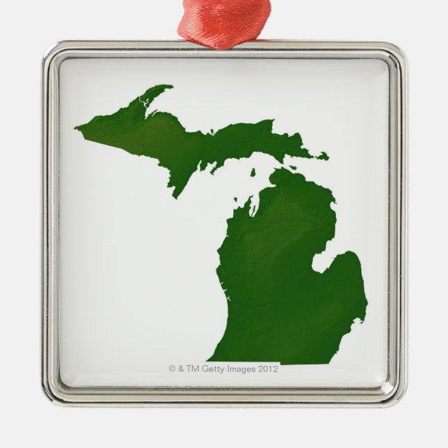 Karta i Michigan Julgransprydnad Metall (Framsidan)