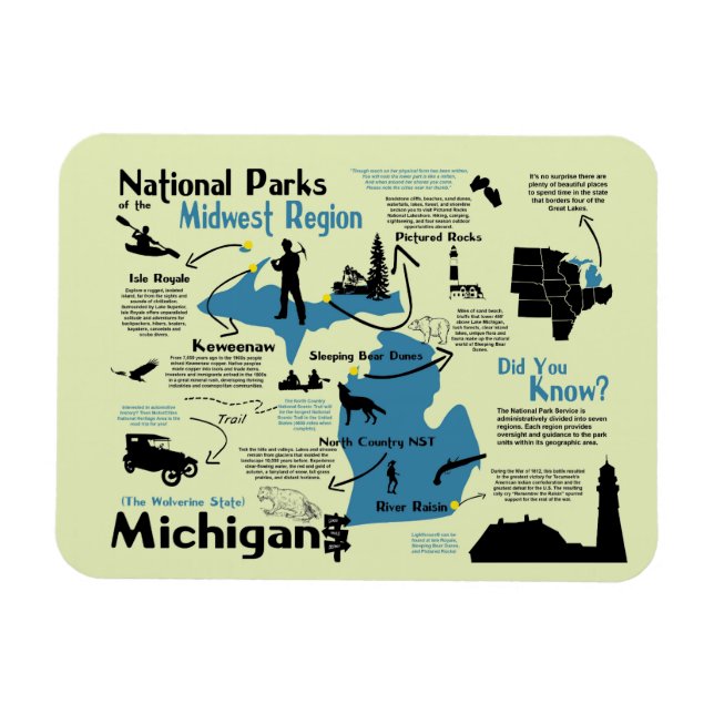 Karta i Michigan National Parker Magnet (Horisontell)