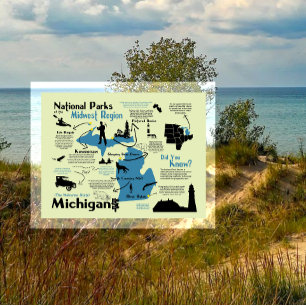 Karta i Michigan National Parker Vykort