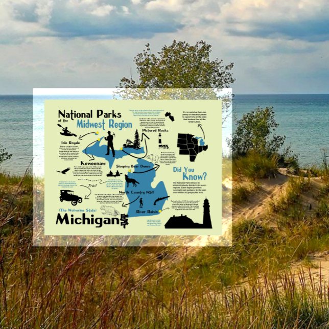 Karta i Michigan National Parker Vykort (Skapare uppladdad)