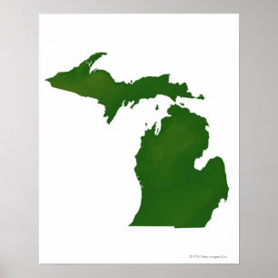 Karta i Michigan Poster