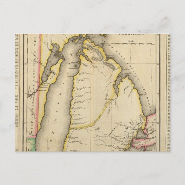 Karta i Michiganområdet Vykort (Framsida)