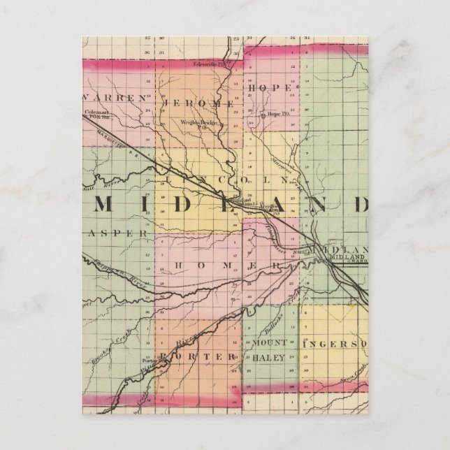 Karta i Midland County, Michigan Vykort (Framsida)