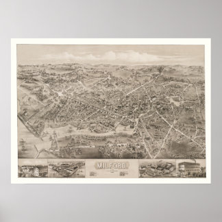 Karta i Milford, CT från 1882 Poster