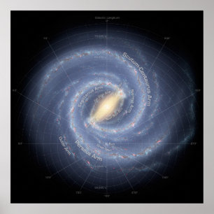 Karta i Milky Way Galaxy (vårt hem i rymden) Poster