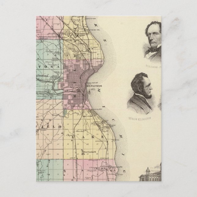 Karta i Milwaukee County, delstaten Wisconsin Vykort (Framsida)