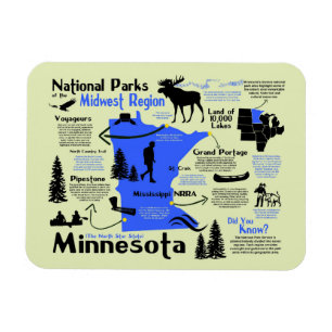 Karta i Minnesota National Parker Magnet