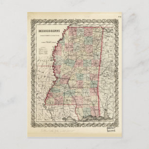 Karta i Mississippi (1855) Vykort