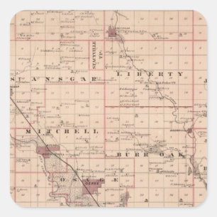 Karta i Mitchell County, Iowa Fyrkantigt Klistermärke