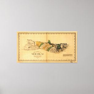 Karta i Molokai, Hawaiianska ön (1897) Canvastryck