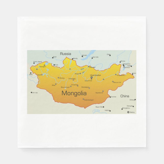 Karta i Mongoliet Pappersservett (Framsidan)