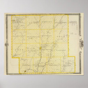 Karta i Monona County, delstaten Iowa Poster