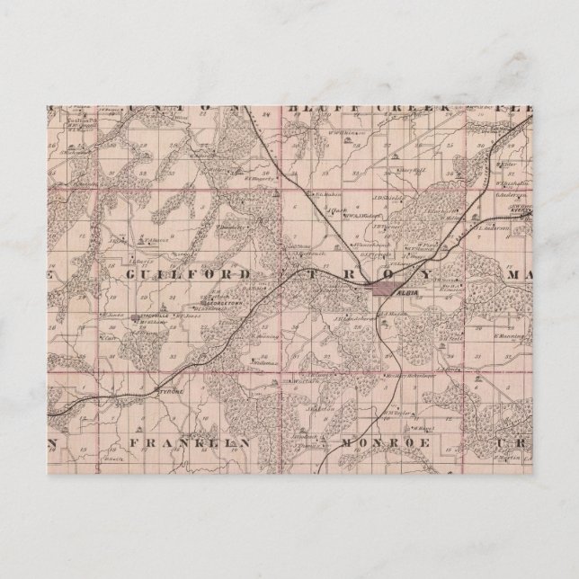 Karta i Monroe County, delstaten Iowa Vykort (Framsida)