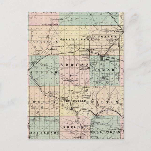 Karta i Monroe County, delstaten Wisconsin Vykort (Framsida)