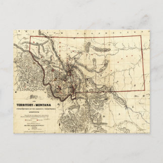 Karta i Montana-området (1865) Vykort