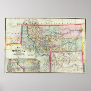 Karta i Montana Poster