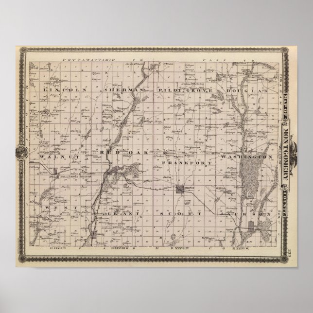 Karta i Montgomery County, Iowa Poster (Framsidan)