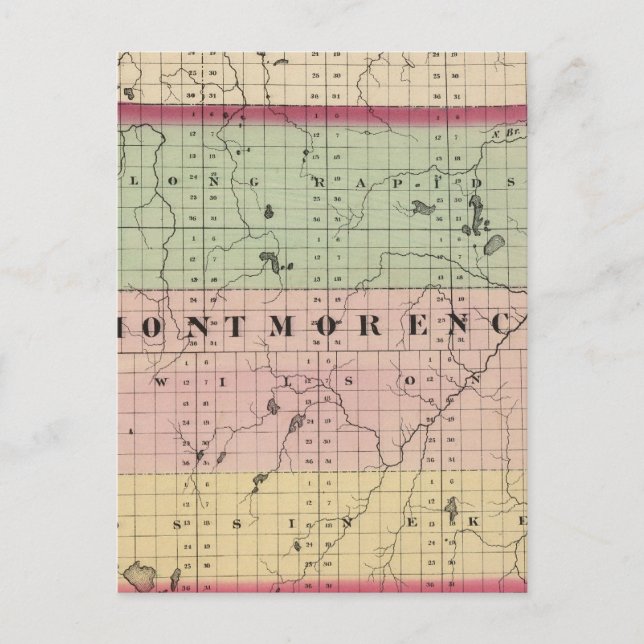 Karta i Montmorency County, Michigan Vykort (Framsida)