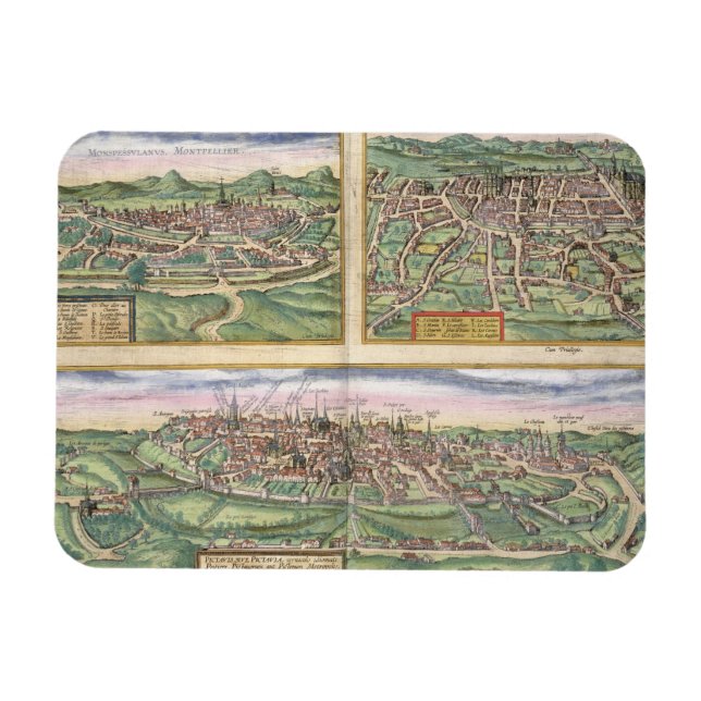Karta i Montpellier, Tours och Poitiers, från "Civ Magnet (Horisontell)