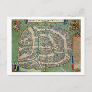 Karta i Moskva, från "Civitates Orbis Terrarum" av Vykort