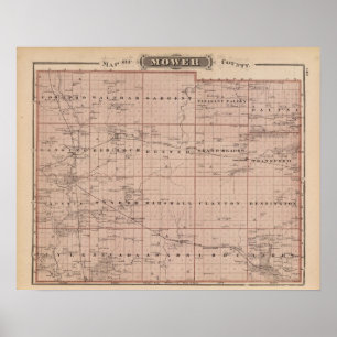 Karta i Mower County, Minnesota Poster