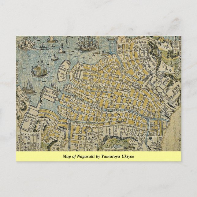 Karta i Nagasaki av Yamatoya Ukiyoe Vykort (Framsida)