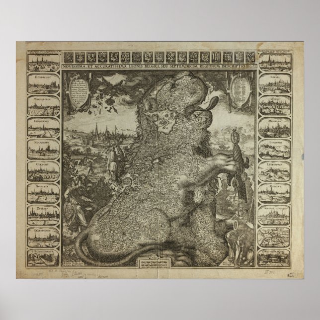 Karta i Nederländerna 1609 - Claes Jansz Visscher Poster (Framsidan)