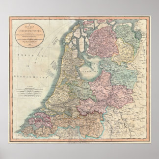 Karta i Nederländerna 1799 - av John Cary Poster